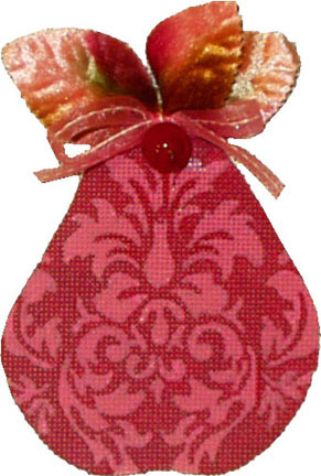 click here to view larger image of Pink Pears - Damask   (hand painted canvases)