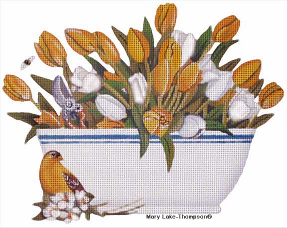 click here to view larger image of Yellow Tulip - Bowls (hand painted canvases)