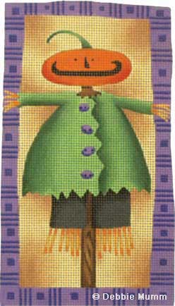 click here to view larger image of Pumpkin Head Scarecrow Halloween Tile (hand painted canvases)