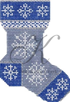 click here to view larger image of Ice Blue Snowflake Sock (hand painted canvases)