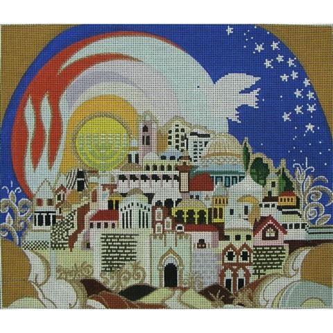 click here to view larger image of Jerusalem in the Sky Taleis Bag (hand painted canvases)