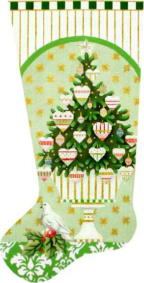 click here to view larger image of Heart Tree Stocking (hand painted canvases)