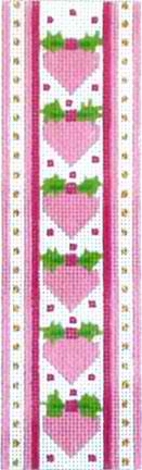 click here to view larger image of Pink Ribbon Candy - Hearts Ribbon (hand painted canvases)
