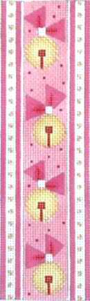 click here to view larger image of Pink Ribbon Candy - Bells (hand painted canvases)