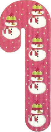 click here to view larger image of Snowman Candy Cane - Pink (hand painted canvases)