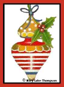 click here to view larger image of Stripes and Holly Ornament (hand painted canvases)