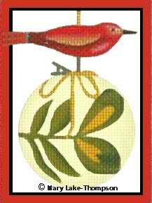 click here to view larger image of Red Bird Ornament (hand painted canvases)