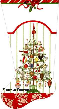 click here to view larger image of Christmas Tree/Ornaments Stocking (hand painted canvases)