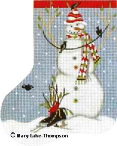 click here to view larger image of Snowman Mini-Stocking (hand painted canvases)