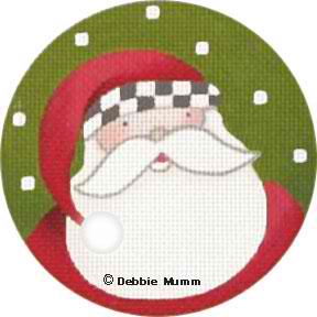 click here to view larger image of Santa with Checked Hat Ornament (hand painted canvases)