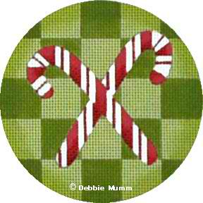 click here to view larger image of Candy Canes Ornament (hand painted canvases)