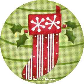 click here to view larger image of Snowflake on Stocking with Holly Ornament (hand painted canvases)