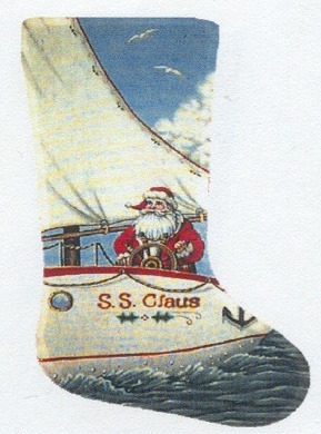 click here to view larger image of Santa Sailing Stocking (hand painted canvases)