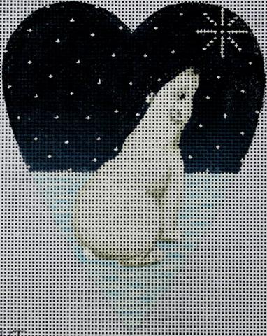 click here to view larger image of Midnight Polar Bear Heart (hand painted canvases)