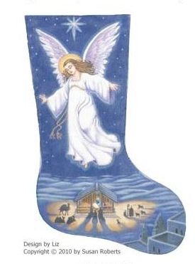 click here to view larger image of Angel Stocking (hand painted canvases)