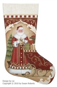 click here to view larger image of Santas Red Sleigh Stocking (hand painted canvases)