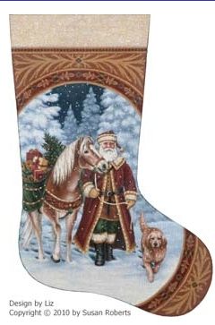 click here to view larger image of Santa and Pack Horse Stocking (hand painted canvases)