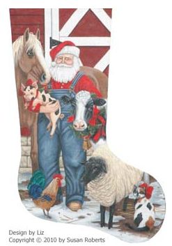 click here to view larger image of Santa Farmer Stocking (hand painted canvases)