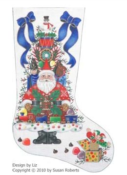 click here to view larger image of Santa Goodie Tree - Boy Stocking (hand painted canvases)
