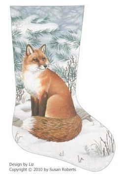 click here to view larger image of Fox in Snow Stocking - 18ct (hand painted canvases)