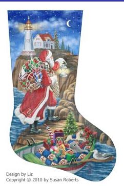 click here to view larger image of Lighthouse Delivery Stocking - 18ct (hand painted canvases)