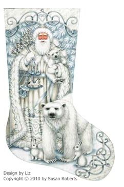 click here to view larger image of Santa & Arctic Friends Stocking (hand painted canvases)