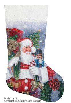 click here to view larger image of Santa's Ready To Go Stocking (hand painted canvases)