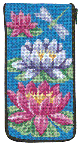 click here to view larger image of Waterlily Eyeglass Case (floss included) (needlepoint kits)