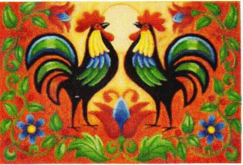 click here to view larger image of Rooster Duet (hand painted canvases)