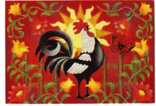 click here to view larger image of Rooster and Sun (hand painted canvases)