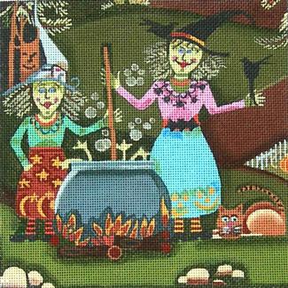 click here to view larger image of Two Little Witches - Blakely Wilson (hand painted canvases)