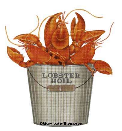 click here to view larger image of Lobster Boil (hand painted canvases)