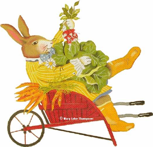 click here to view larger image of Wheelbarrow Bunny (hand painted canvases)