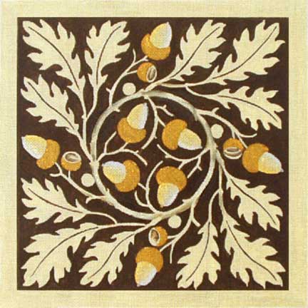 click here to view larger image of Vintage Acorns and Oak Leaves (hand painted canvases)