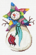 click here to view larger image of Snowman With Green Tie Ornament (hand painted canvases)