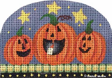 click here to view larger image of Pumpkin Trio - Trick or Treat Series (hand painted canvases)