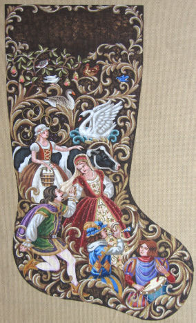 click here to view larger image of 12 Days of Christmas Stocking (hand painted canvases)