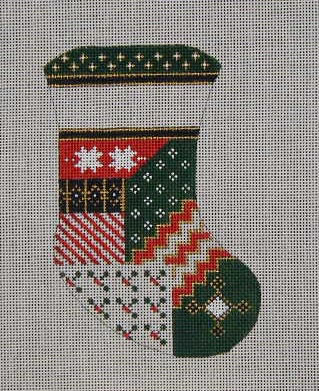 click here to view larger image of Patchwork Mini Sock (hand painted canvases)