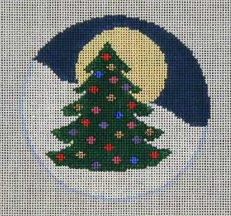 click here to view larger image of Holiday Tree and Moon Ornament (hand painted canvases)