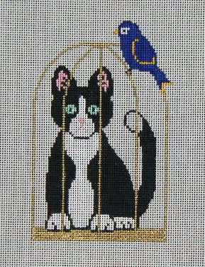 click here to view larger image of Cat Inside Birdcage (hand painted canvases)