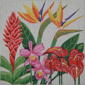 click here to view larger image of Tropical Flowers  (hand painted canvases)