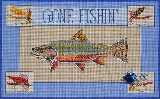 click here to view larger image of Gone Fishin' I (Trout) (hand painted canvases)