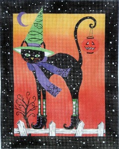click here to view larger image of Black Cat in Boots (hand painted canvases)
