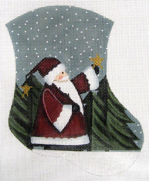 click here to view larger image of Santa Holding Star Mini Sock (hand painted canvases)