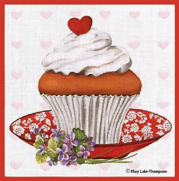 click here to view larger image of Heart Cupcake (hand painted canvases)