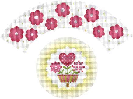 click here to view larger image of Three Hearts Cupcake (hand painted canvases)