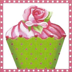 click here to view larger image of Floral Cupcake (hand painted canvases)