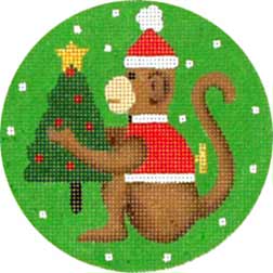 click here to view larger image of Monkey with Tree Ornament (hand painted canvases)