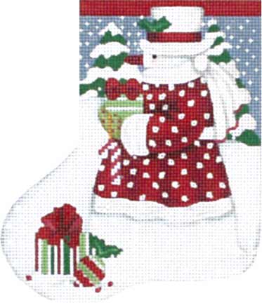 click here to view larger image of Classic Snowman Mini-Stocking (hand painted canvases)
