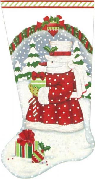 click here to view larger image of Classic Snowman Stocking (hand painted canvases)